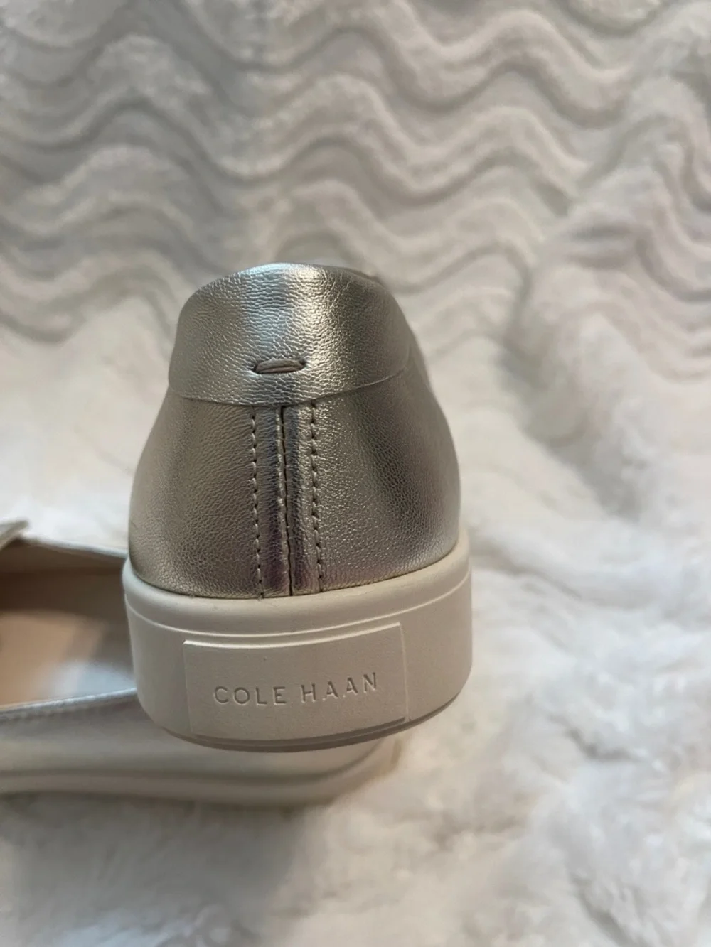 Cole Haan Gold Leather Slip-On Sneakers - Picture 4 of 16